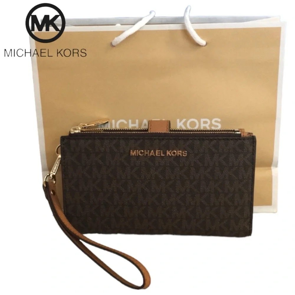 NWT MICHAEL Michael Kors Jet Set Double Zip Wristlet Wallet